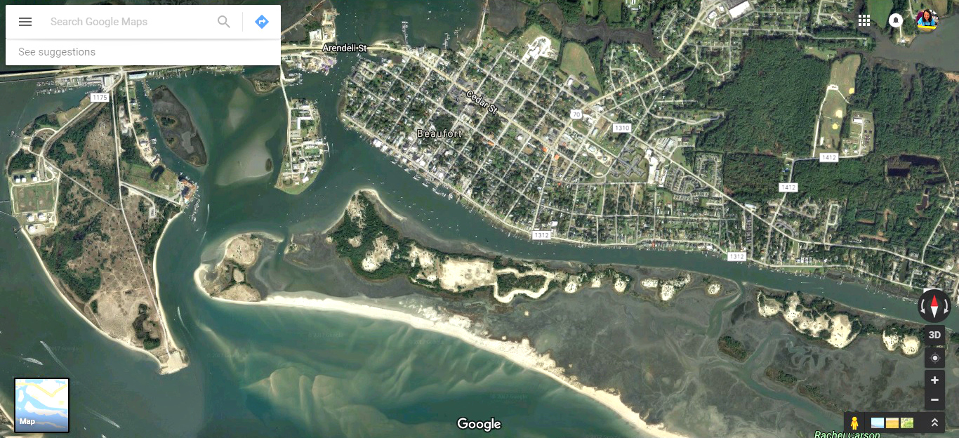 Beaufort Satellite View, Beaufort NC, Carrot Island NC